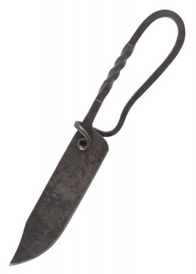 Käsintaottu käyttöveitsi nahkatupella, n. 23 cm