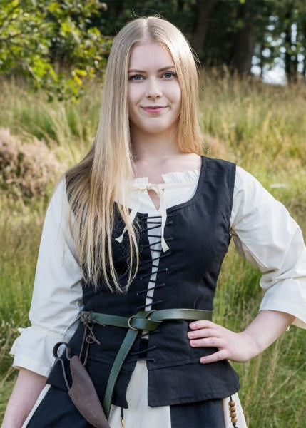 Tilda-nyöriliivi, puuvillainen miehustaliivi, musta