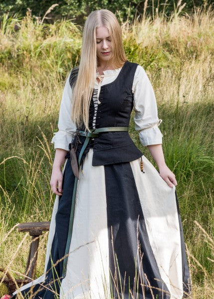 Tilda-nyöriliivi, puuvillainen miehustaliivi, musta, kuvakulma 3